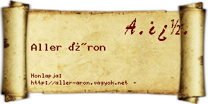 Aller Áron névjegykártya